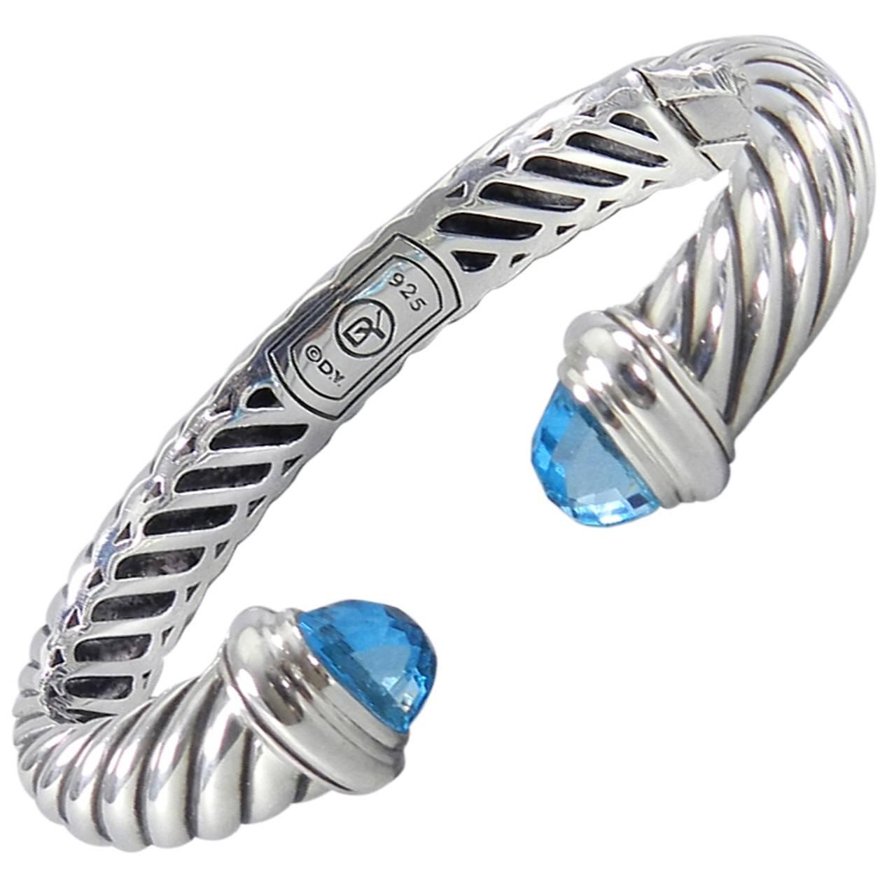 David Yurman Waverly Blue Topaz Sterling Silver Cuff Bracelet at 1stdibs
