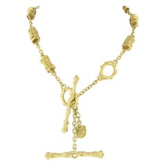 Denise Roberge 22k Gold Kabelkette Texturierte Barrel Link Statement-Halskette