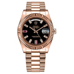 Rolex Day Date 41 Rose Gold Black Ruby Dial 218235 2013