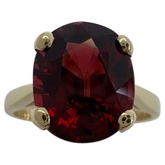 4.00ct Vivid Cherry Red Rhodolite Garnet Oval Cut Yellow Gold Solitaire Ring
