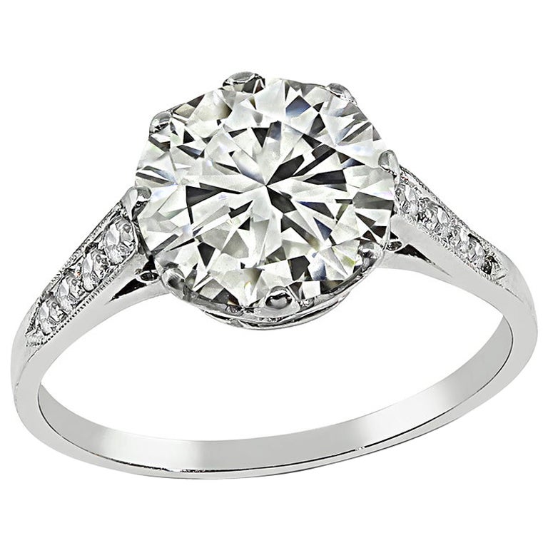 Bague de fiançailles avec diamants de 3,18 carats certifiés GIA en vente