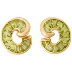 Verdura Peridot Gold Crescent Earrings