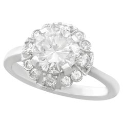 1950s Retro 1.83 Carat Diamond and White Gold Cluster Engagement Ring