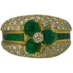 Emerald Pave Diamond Gold Ring