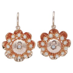 Vintage Pearls, 12 Karat Rose Gold Retrò Earrings