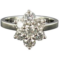 New French Diamond Platinum Daisy Ring 2