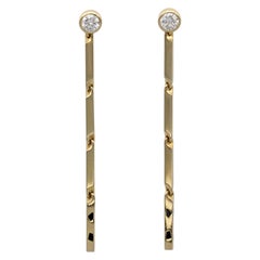 Retro Cartier Panthere Diamond, 18 Karat Gold and Black Lacquer Pendant Earrings