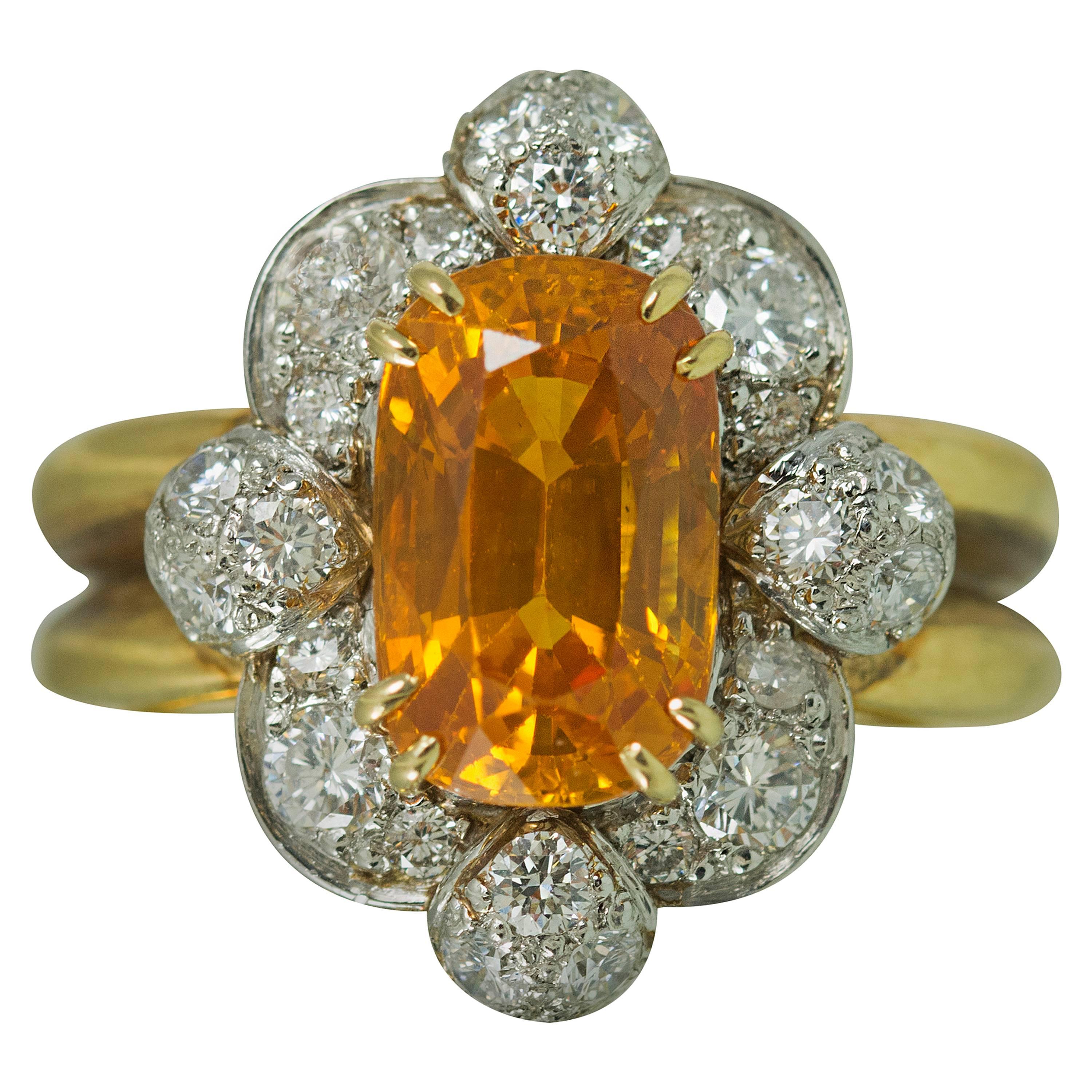 Keith Davis Sapphire Diamond Gold Ring For Sale