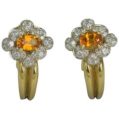 Keith Davis Sapphire Diamond Gold Earrings
