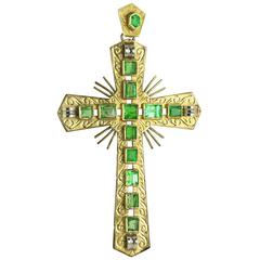 Emerald Gold Cross Pendant
