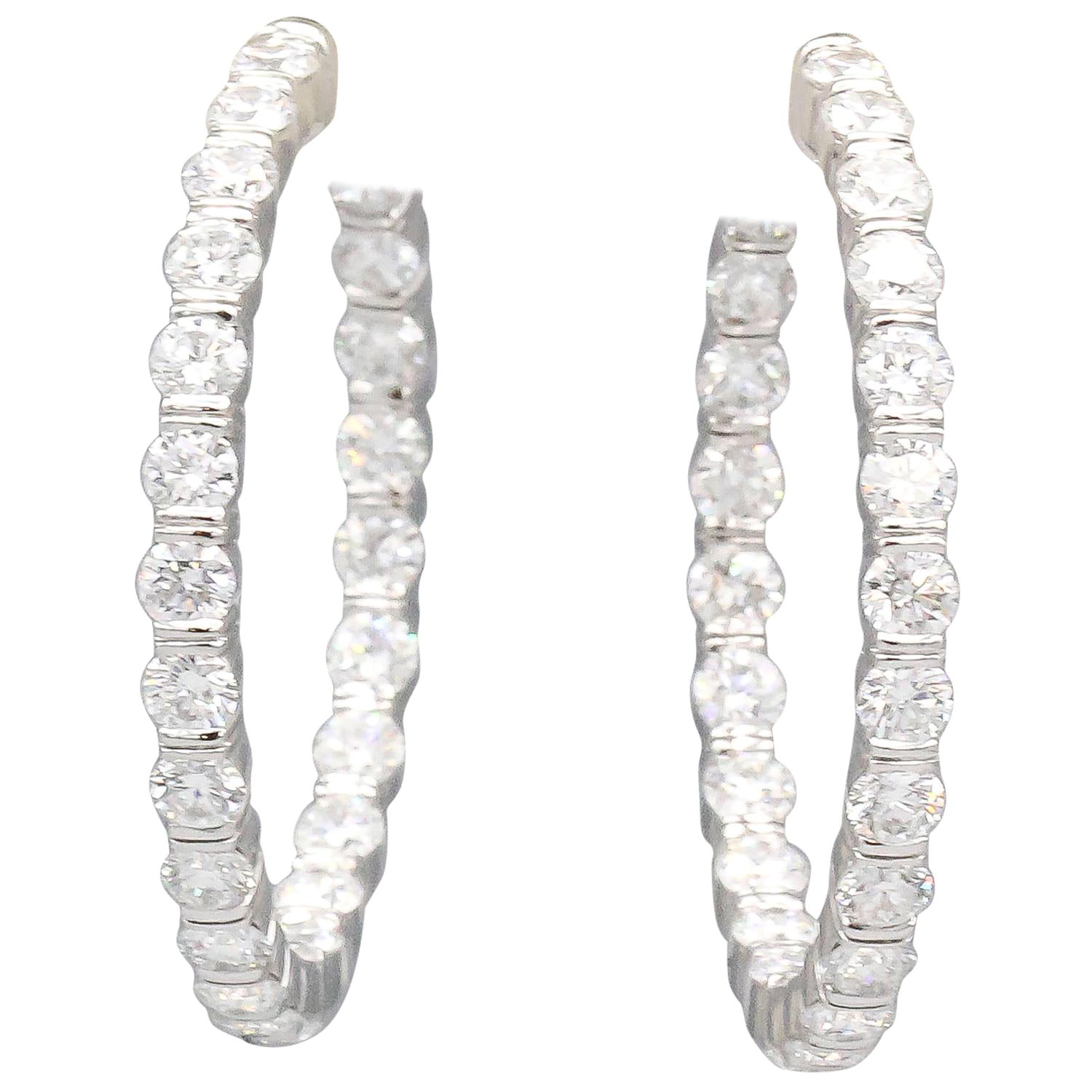 Harry Winston 8.17 Carat Diamond and Platinum Inside Out Hoops Earrings For Sale