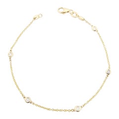 5 Stations Single Row Diamond by the Yard 14 Karat Gelbgold-Armband