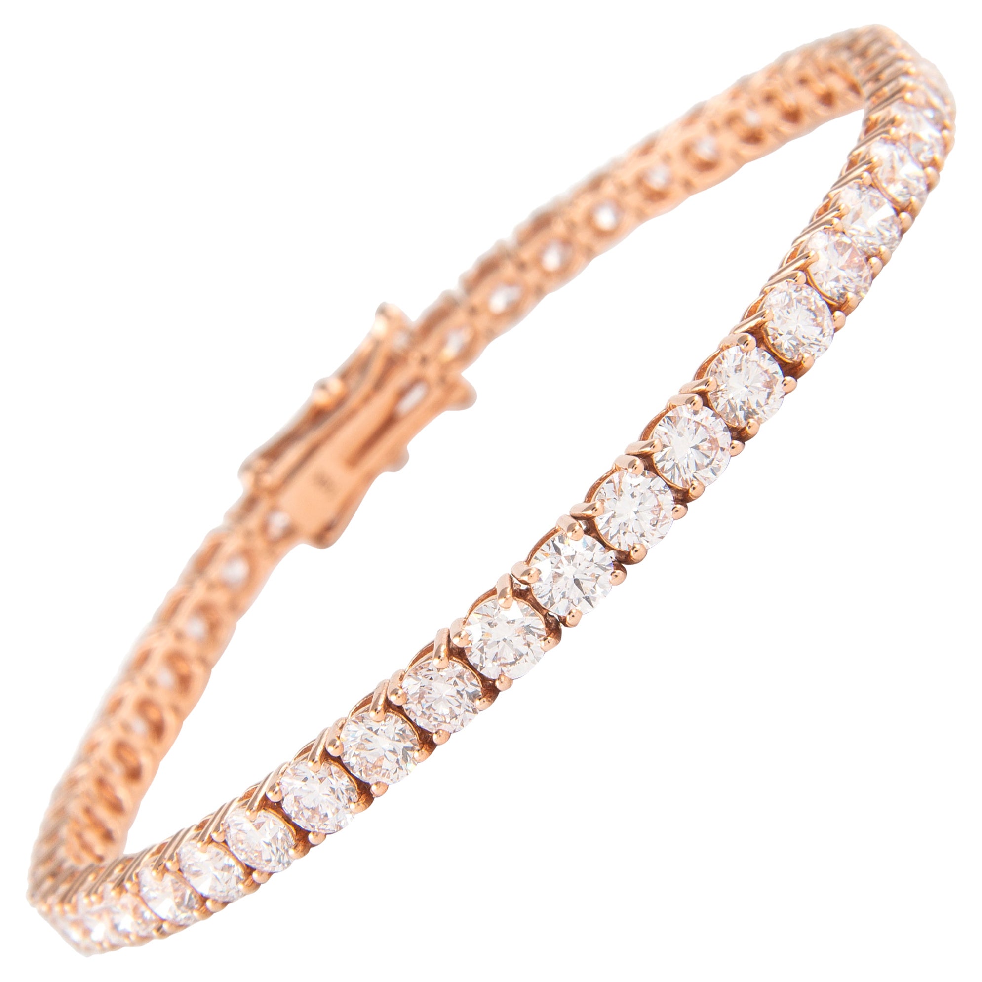 Alexander 8.69 Carat Diamond Tennis Bracelet 14 Karat Rose Gold