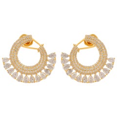 Boucles d'oreilles diamant poire certifié 8 carats SI Clarity HI Color 14 Karat Yellow Gold