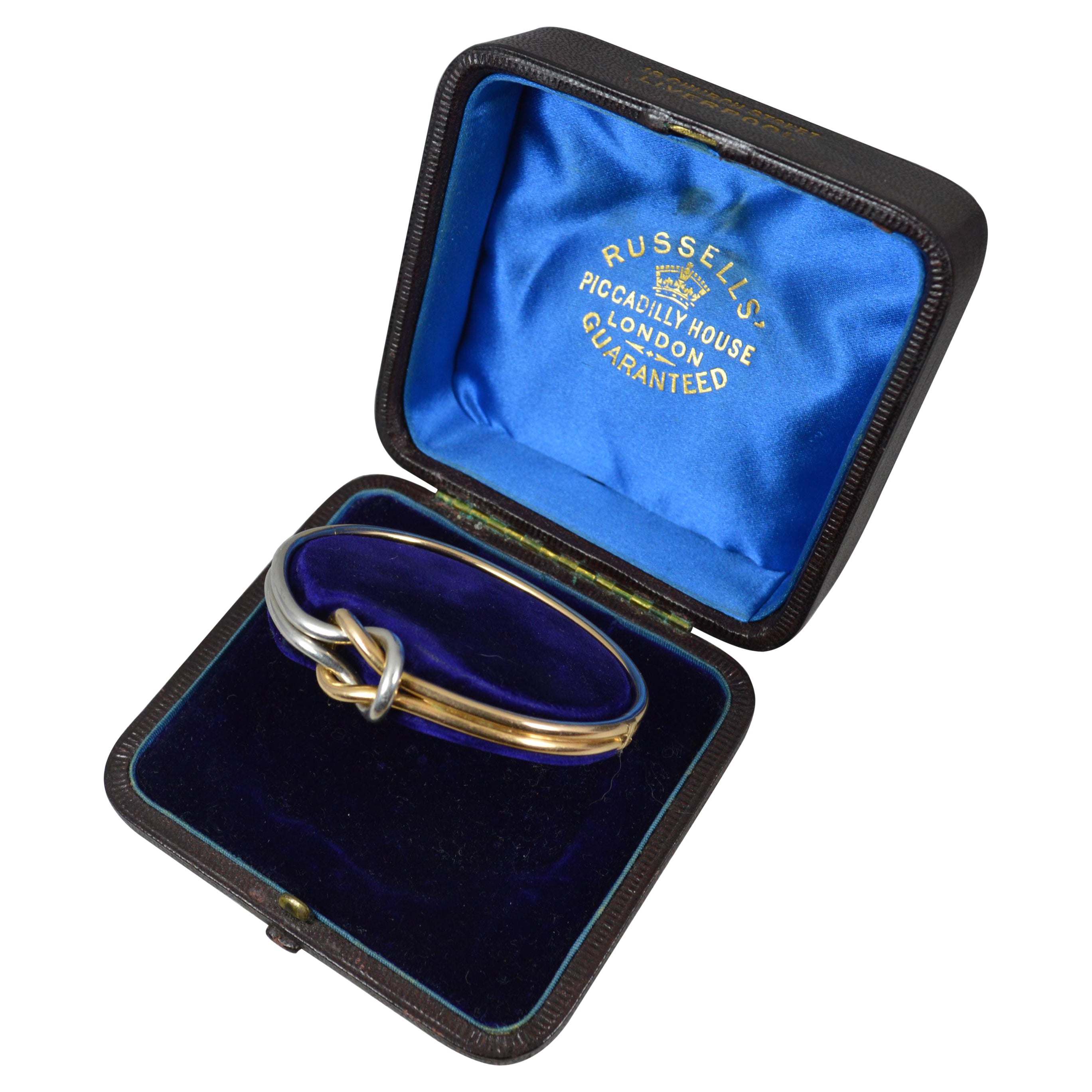 Impressive 14ct Gold and Platinum Forever Knot Bangle in Original Fitted Box