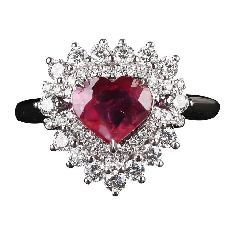 Eostre Heart Shape Ruby and Diamond 18k White Gold Ring For Sale at 1stDibs  | heart shaped ruby ring white gold, heart shaped ruby engagement ring,  heart shape ruby ring