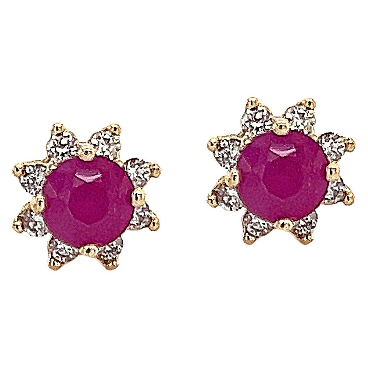 Natural Ruby Diamond Earrings 14k Gold 1.25 TCW Certified For Sale