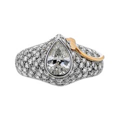 Retro White and Yellow Gold Diamond Ring