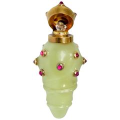 Antique Ruby Gold Bowenite Perfume Bottle