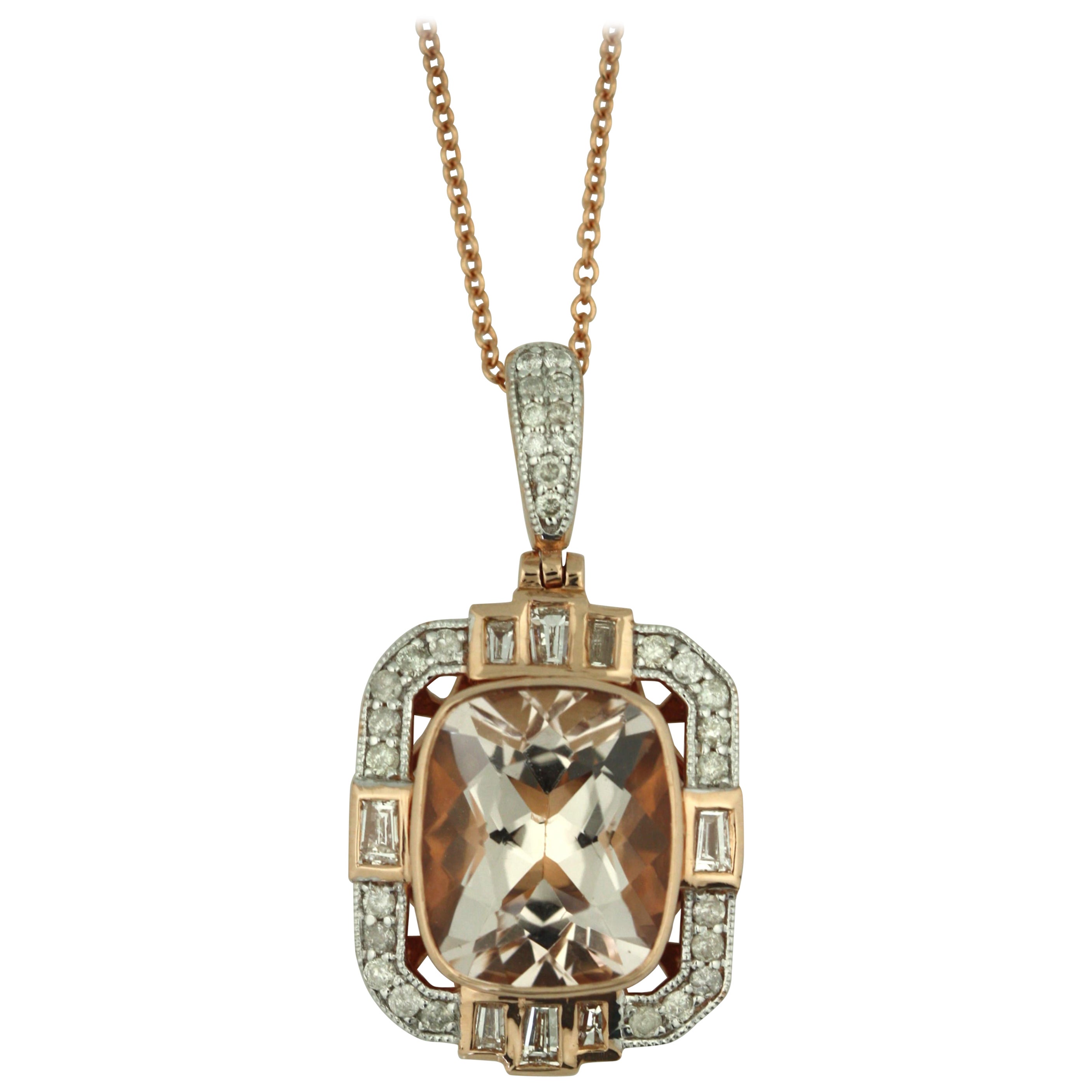 Gold and Diamonds French Pendant Necklace For Sale at 1stDibs