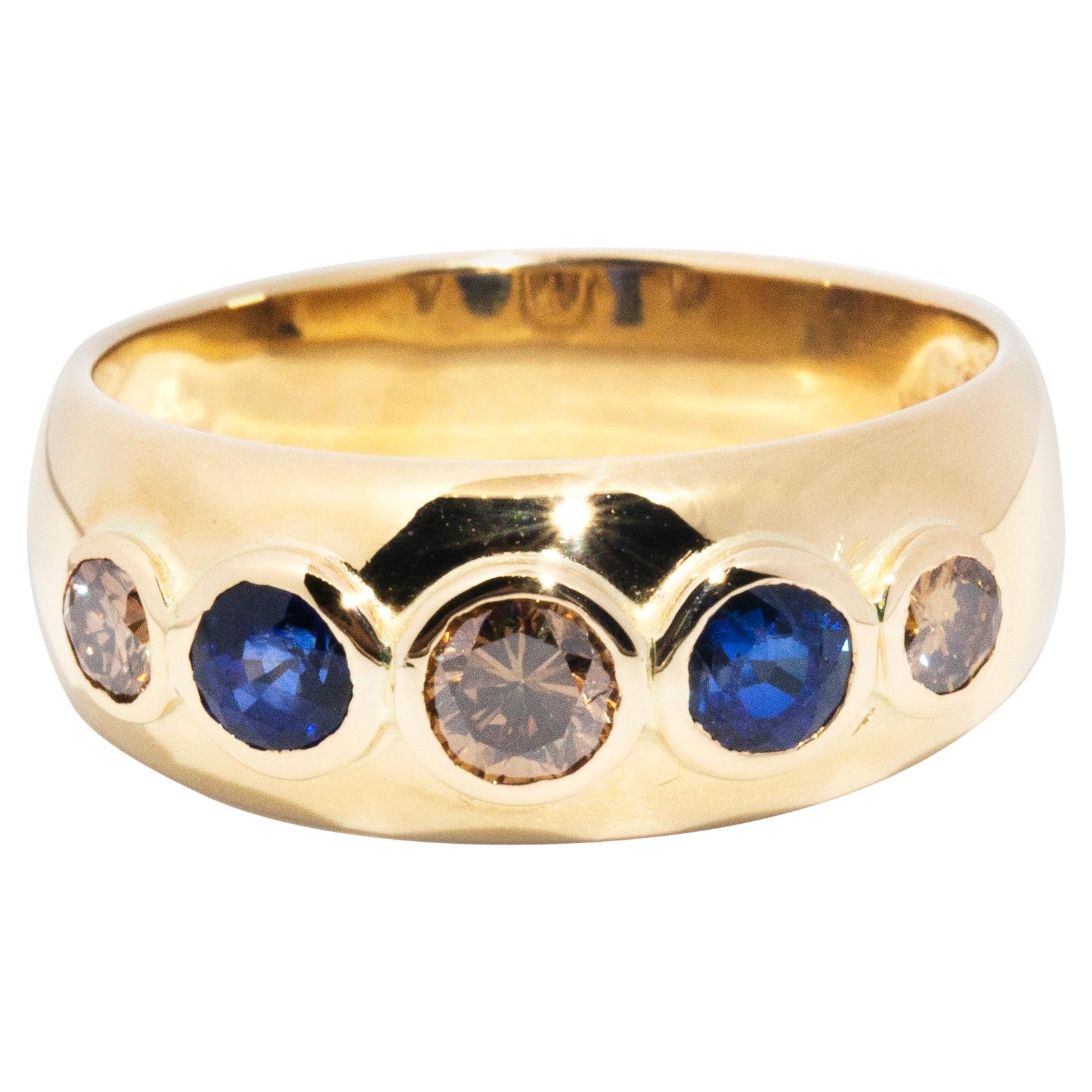 5-Stone Natural Sapphire and Diamond Ring For Sale at 1stDibs