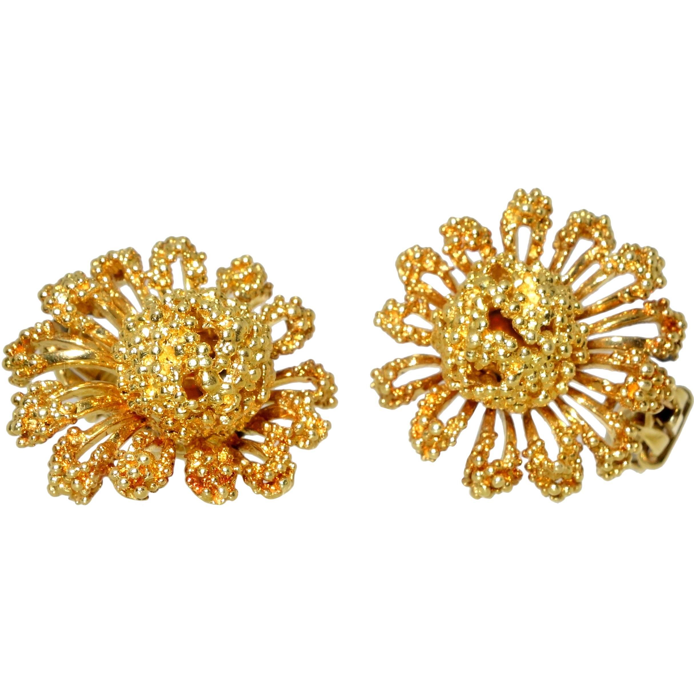 1960s Tiffany & Co. Gold Flower Earrings