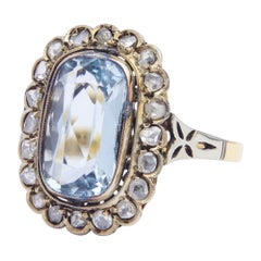 Antique Edwardian Period, Aquamarine & Diamond Ring