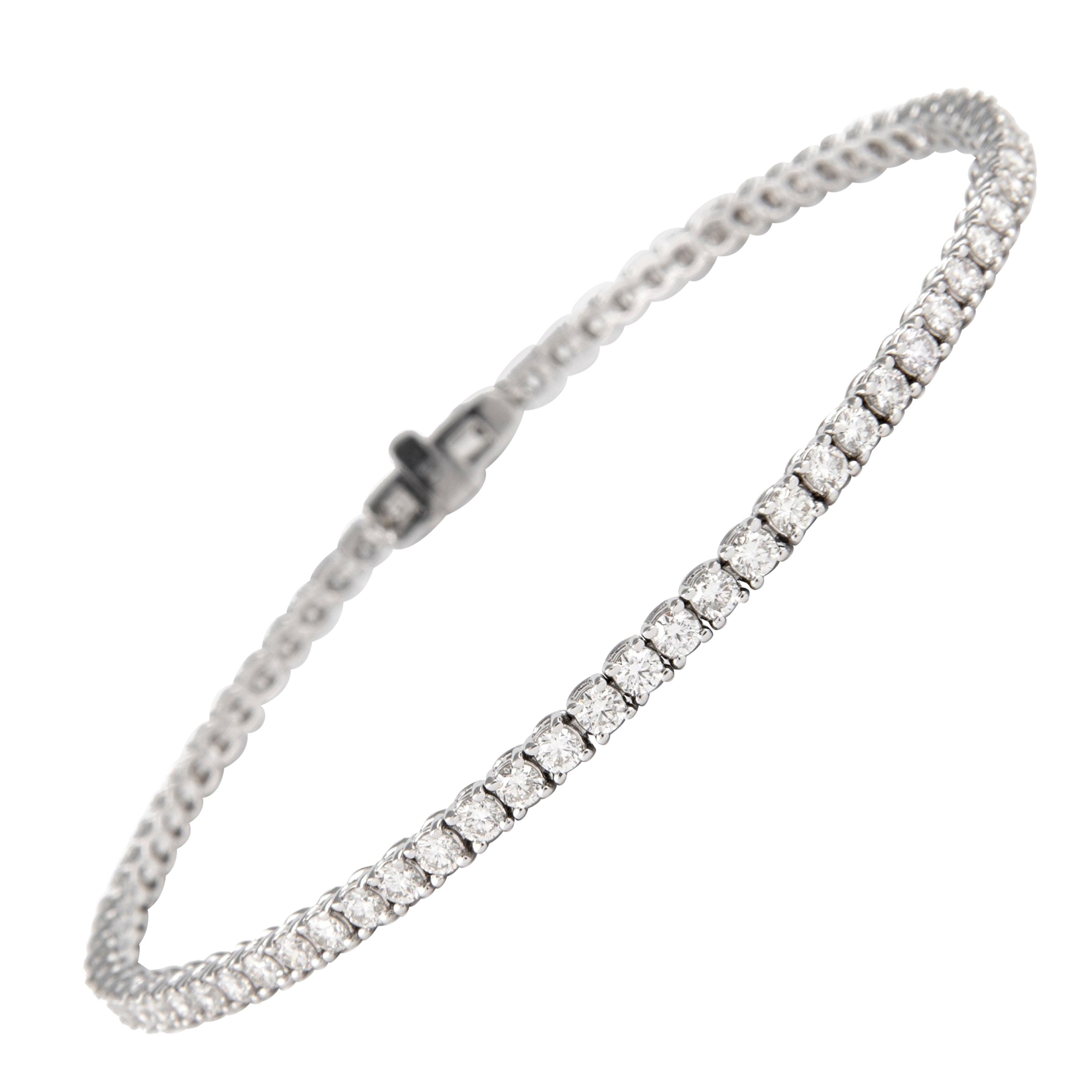 Alexander Bracelet tennis en or blanc 14 carats avec diamants de 2,71 carats en vente