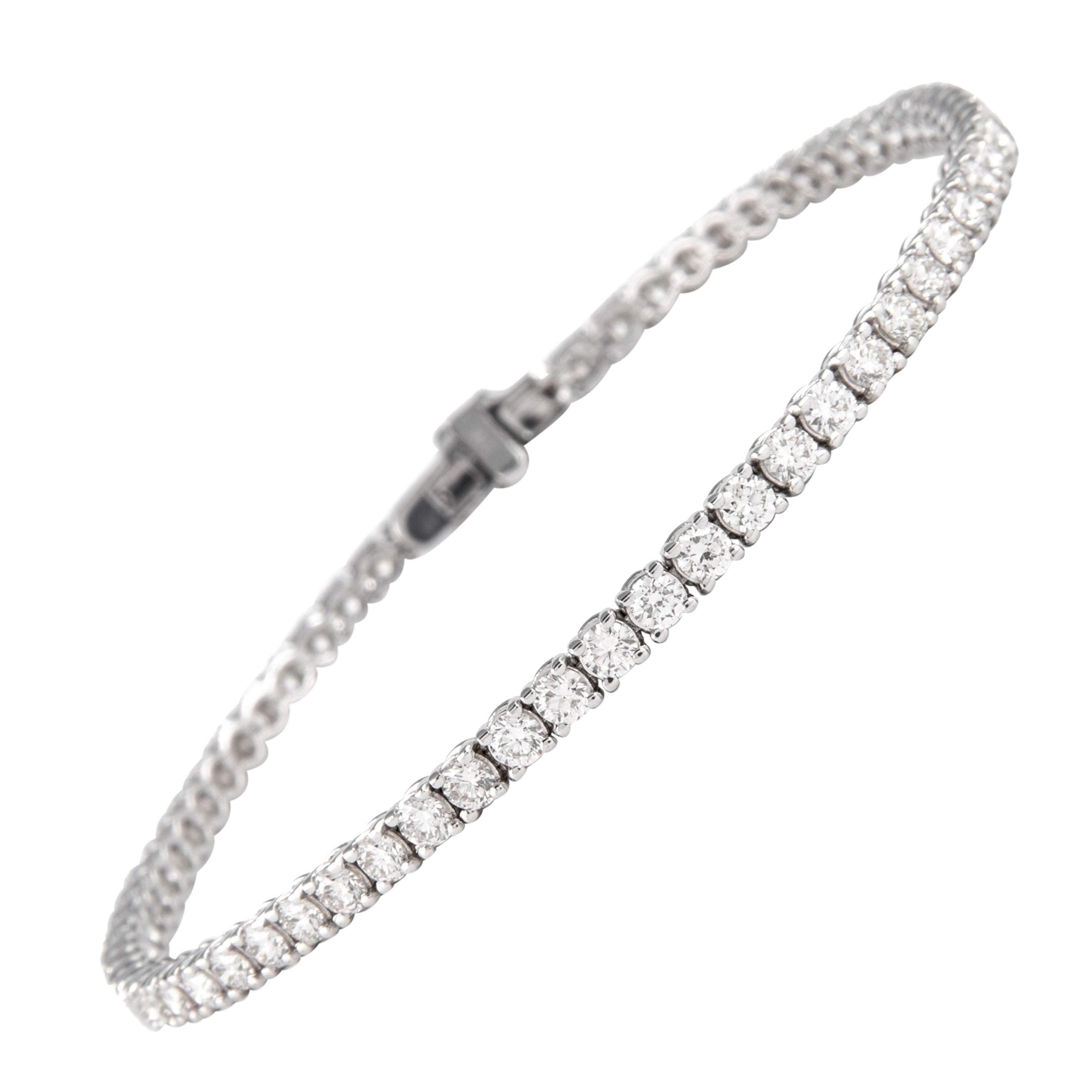Alexander 3.56 Carat Diamond Tennis Bracelet 14 Karat White Gold For Sale