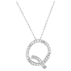 LB Exclusive 14K White Gold 0.17 Ct Diamond “Q” Initial Necklace