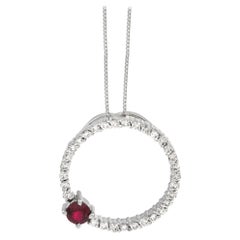 LB Exclusive 14K White Gold 0.48 ct Diamond and Ruby Necklace