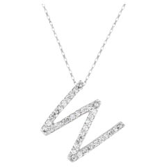 LB Exclusive 14K White Gold 0.17 Ct Diamond “W” Initial Necklace