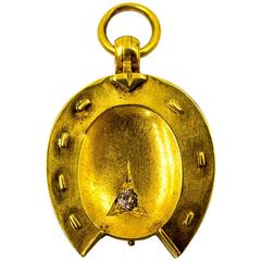 Antique Diamond Gold Horseshoe Locket 9