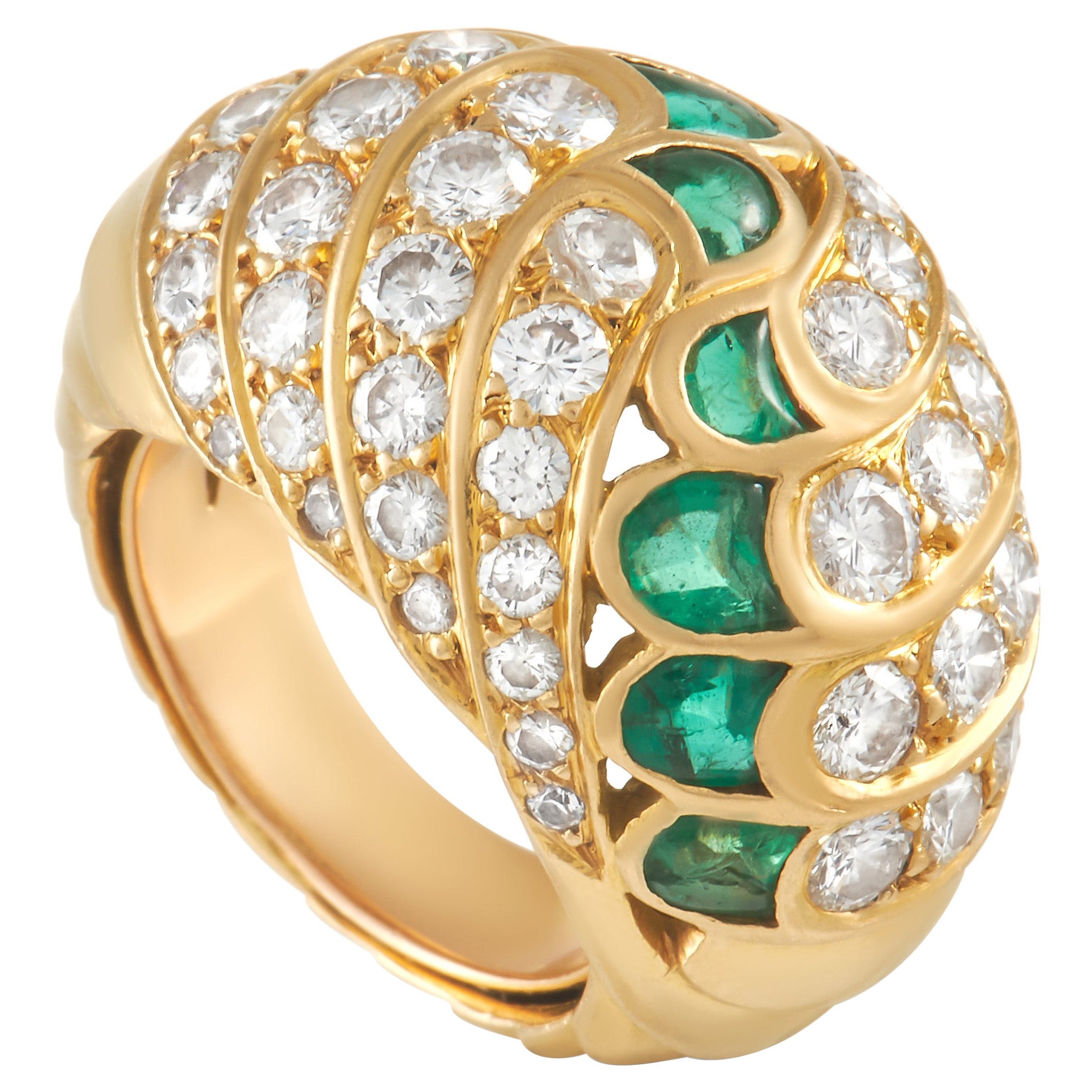 Piaget Ring aus 18 Karat Gelbgold mit 2,25 Karat Diamant und Smaragd