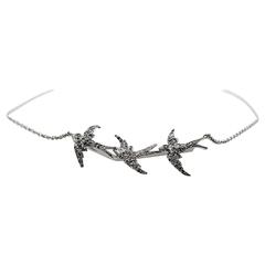 Rose Cut Diamond Gold Soaring Birds Necklace 11