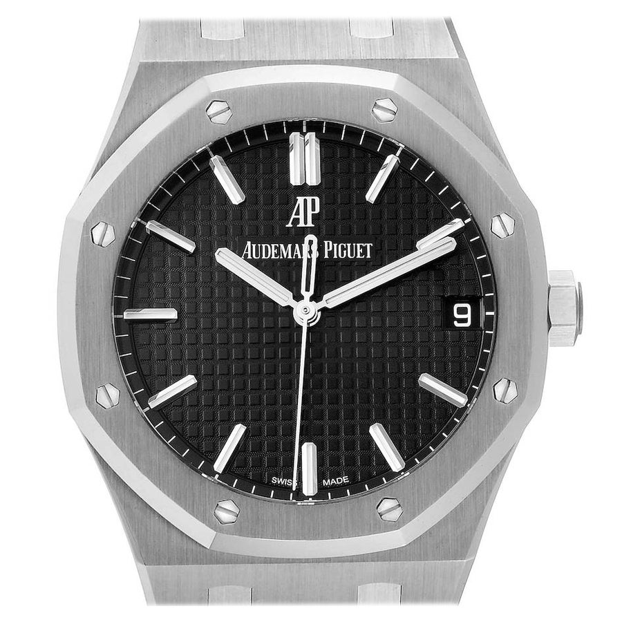 Audemars Piguet Royal Oak Black Dial Steel Mens Watch 15500ST Unworn For Sale