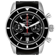 Breitling SuperOcean Heritage 44 Uhr mit schwarzem Zifferblatt und Gummiriemen A23370