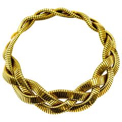 Spectacular Italian Woven Gold Necklace