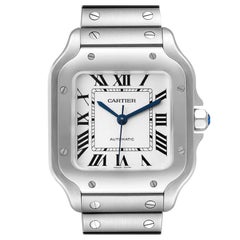 Cartier Santos Silver Dial Medium Steel Mens Watch WSSA0029 Box Card