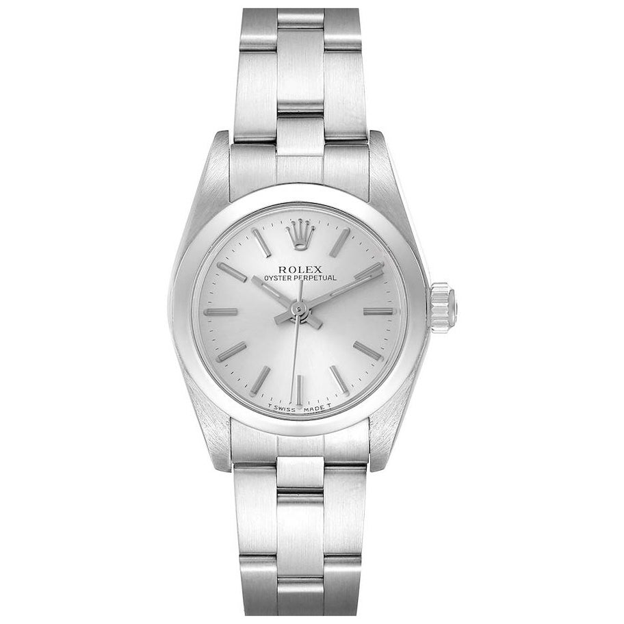 Rolex Oyster Perpetual Nondate Silver Dial Ladies Watch 76080