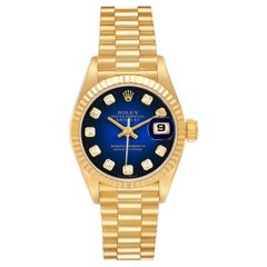 Rolex President Yellow Gold Vignette Diamond Dial Ladies Watch 69178