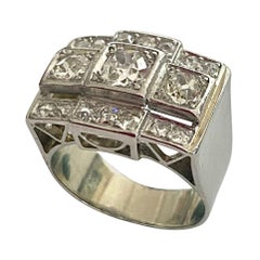 Vintage White Gold Block Ring from 1950 Diamonds