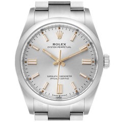 Rolex Oyster Perpetual Silver Dial Steel Mens Watch 126000 Unworn