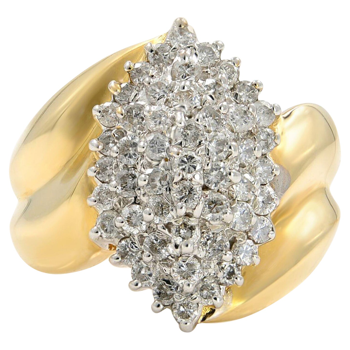 Rachel Koen Cluster Diamond Ring 14K Yellow Gold 1.30cttw