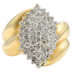 Rachel Koen Bague grappe de diamants en or jaune 14 carats 1,30 carat poids total