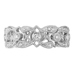 .50 Carat Diamond White Gold Open Work Band Ring