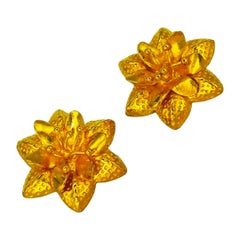 Antique 23 Karat 965% Gold Flower Stud Earrings