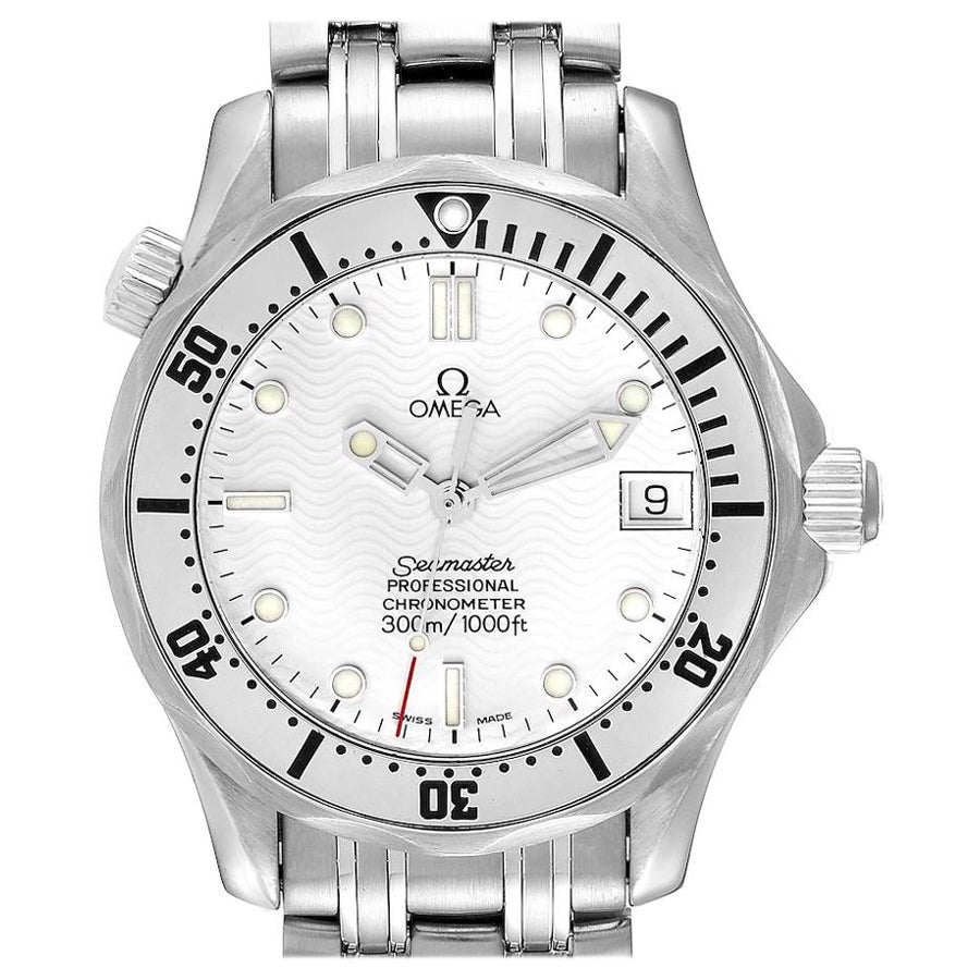 Omega Seamaster Midsize Steel White Dial Watch 2552.20.00 Card For Sale
