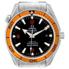 Used Omega Seamaster Planet Ocean XL Orange Bezel Mens Watch 2208.50.00