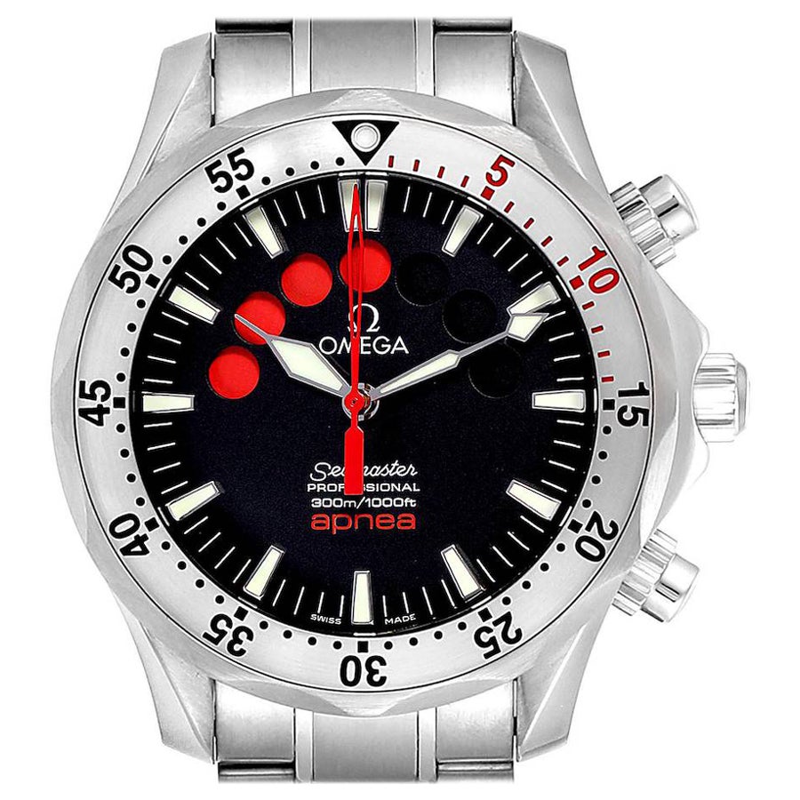 Omega Seamaster Apnea Jacques Mayol Black Dial Mens Watch 2595.50.00 Card For Sale